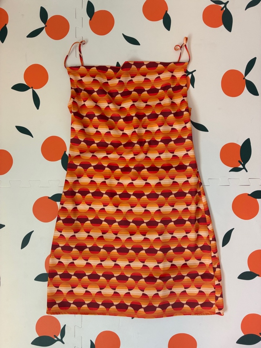 Urban Outfitters Orange & Red Retro Wave Mini Dress
